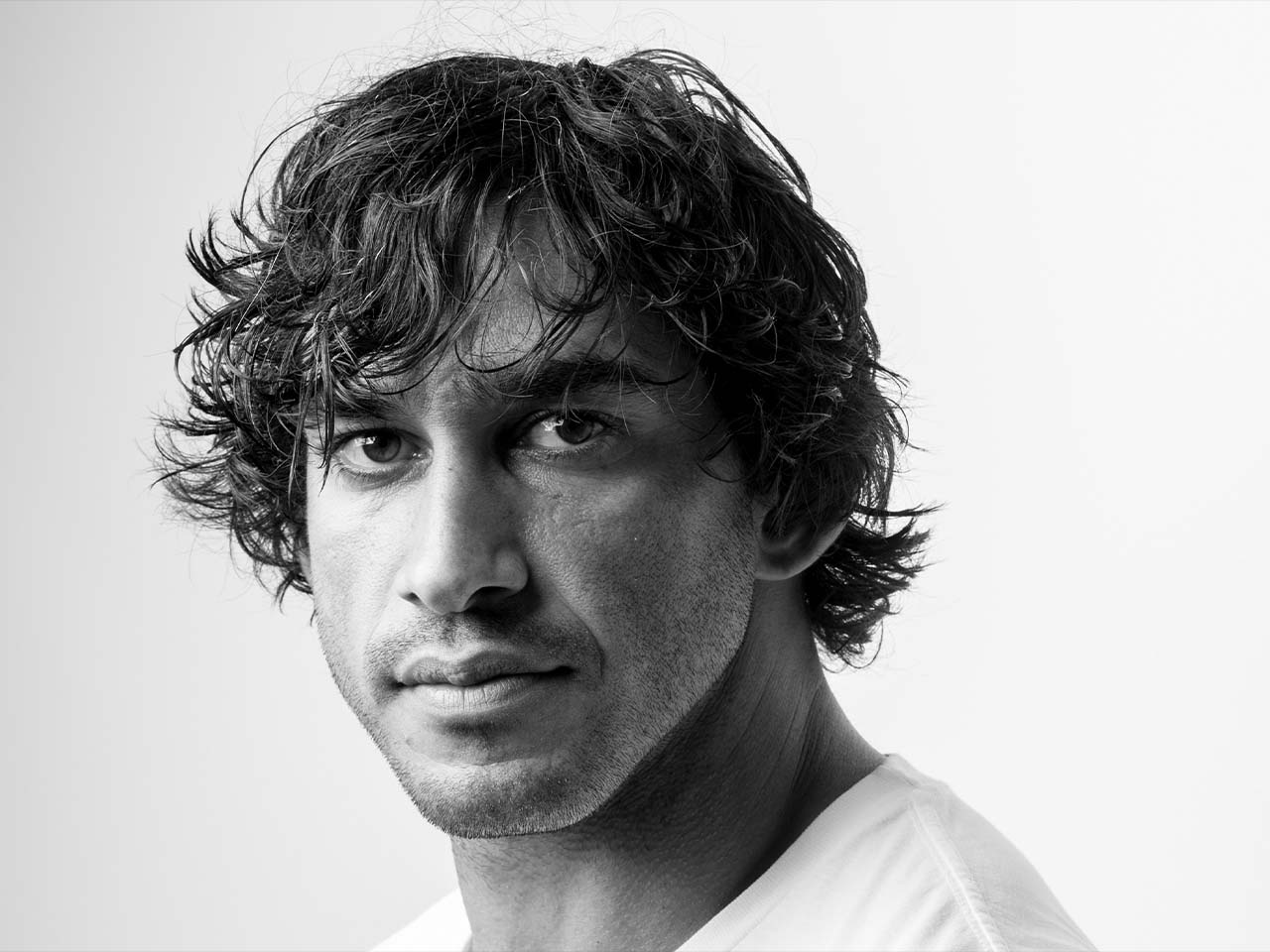 B&W image of an AFL player