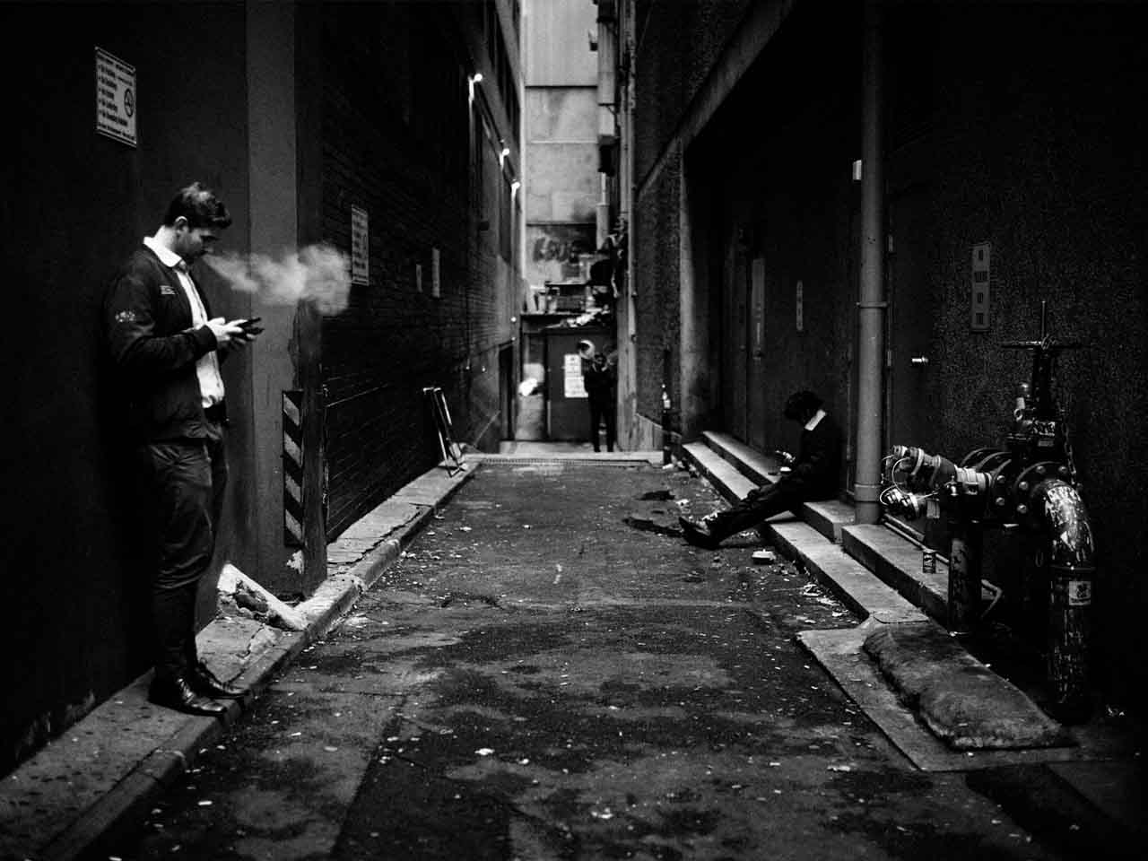 Smokers in a Sydney laneway